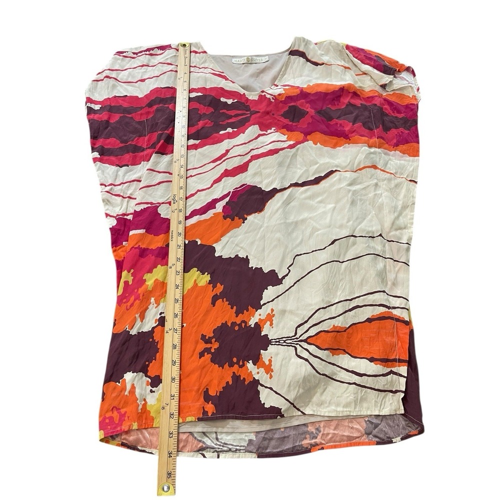 Marie Oliver Silk Shift Shirt Dress Multicolor Abstract Silk Lined Size XS - Picture 3 of 7